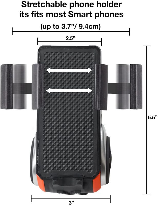 Sondpex ZOOMtube Bike Bluetooth Speaker + Phone Mount + Headlights, Black
